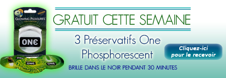 En cadeau trois pr�servatifs ONE phosphorescent